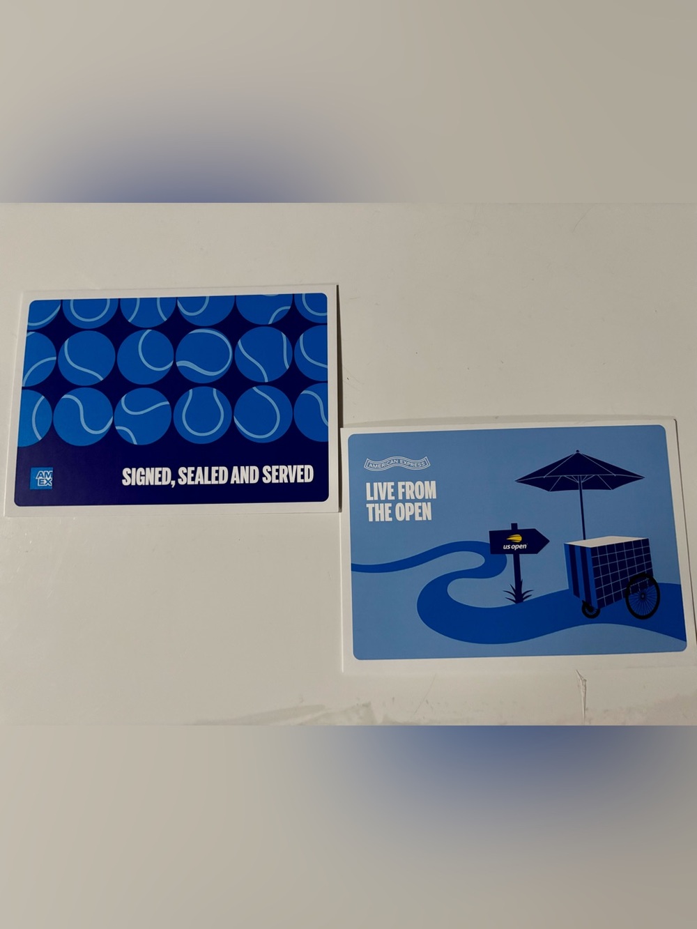 NEW AMEX Official Post cards from US OPEN, Set of 2.